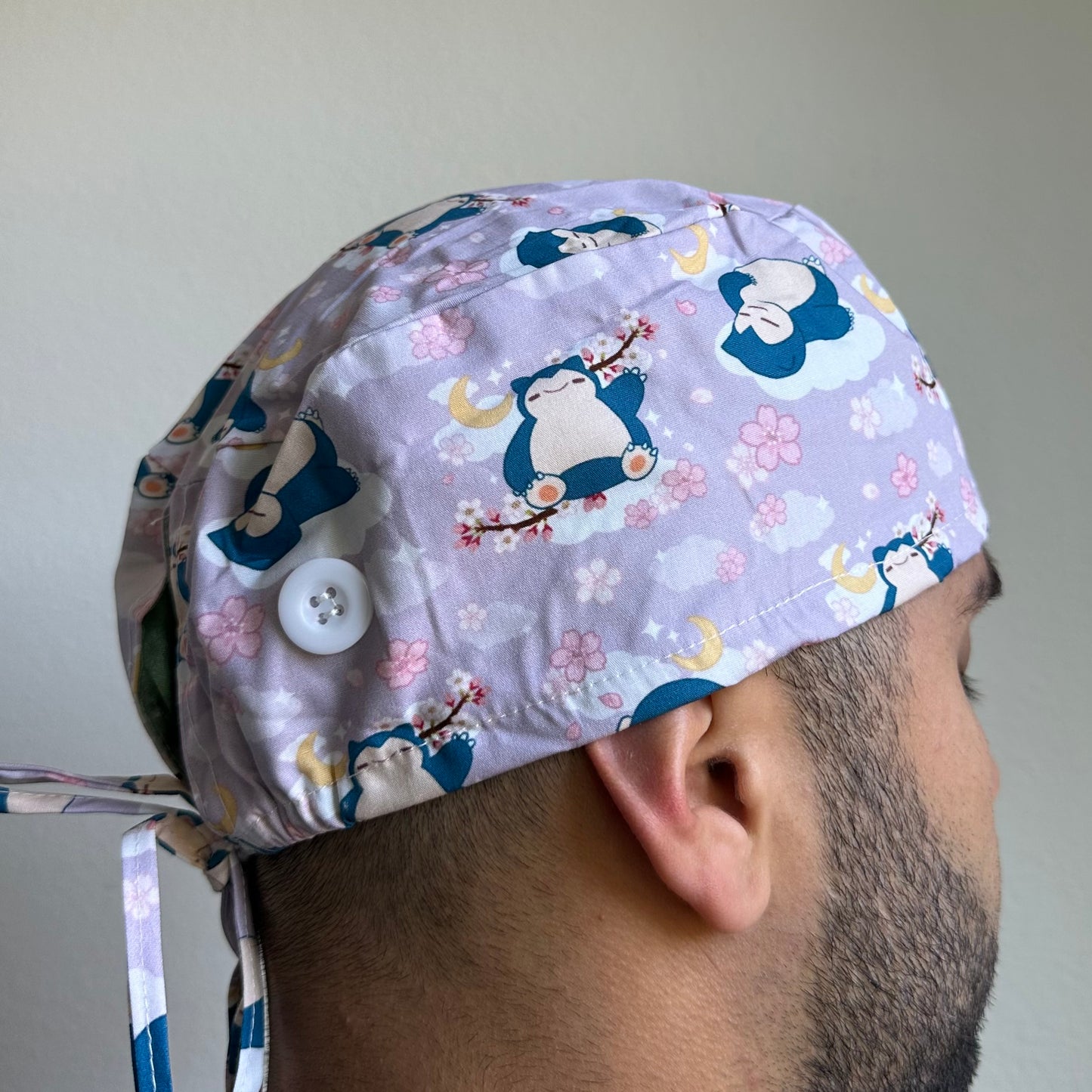 POKEMON - SNORLAX CHERRY BLOSSOM THEMED SATIN LINED REGULAR SCRUB CAP