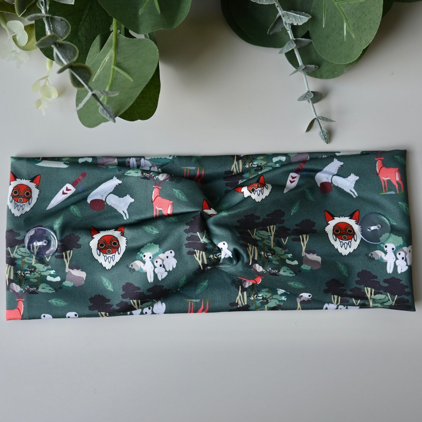 PRINCESS MONONOKE - DARK GREEN WITH SYMBOLS THEMED HEADBAND