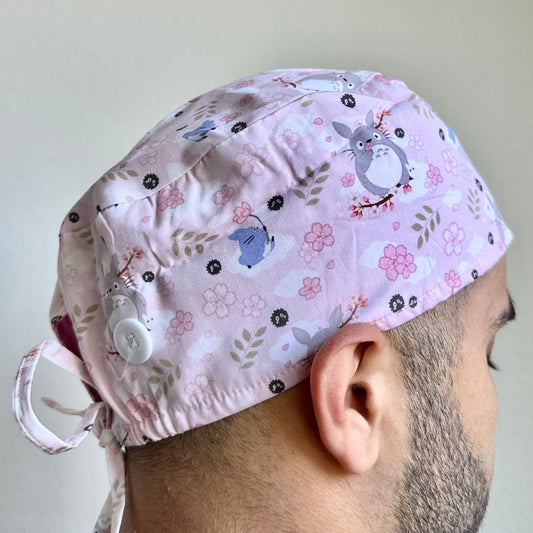 MY NEIGHBOR TOTORO - CHERRY BLOSSOM THEMED SATIN LINED REGULAR SCRUB CAP