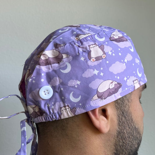 POKEMON - PURPLE SNORLAX SATIN LINED REGULAR SCRUB CAP