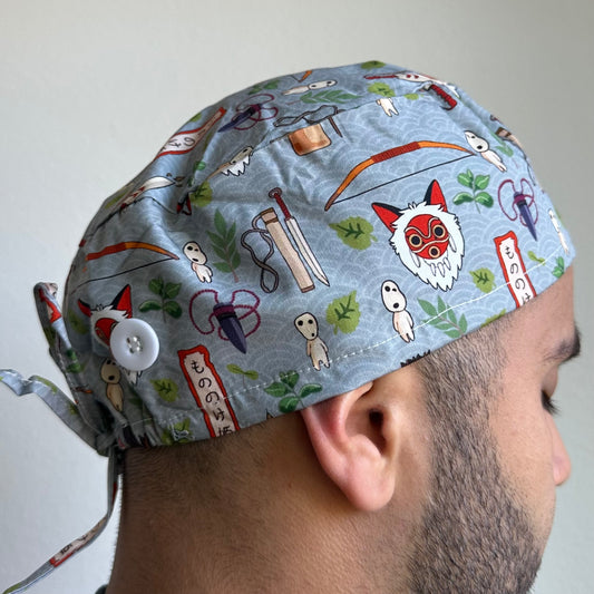 PRINCESS MONONOKE - PRINCESS MONONOKE SYMBOLS SATIN LINED REGULAR SCRUB CAP