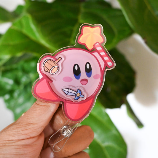 KIRBY - KIRBY THEMED ACRYLIC SHAKER BADGE REEL