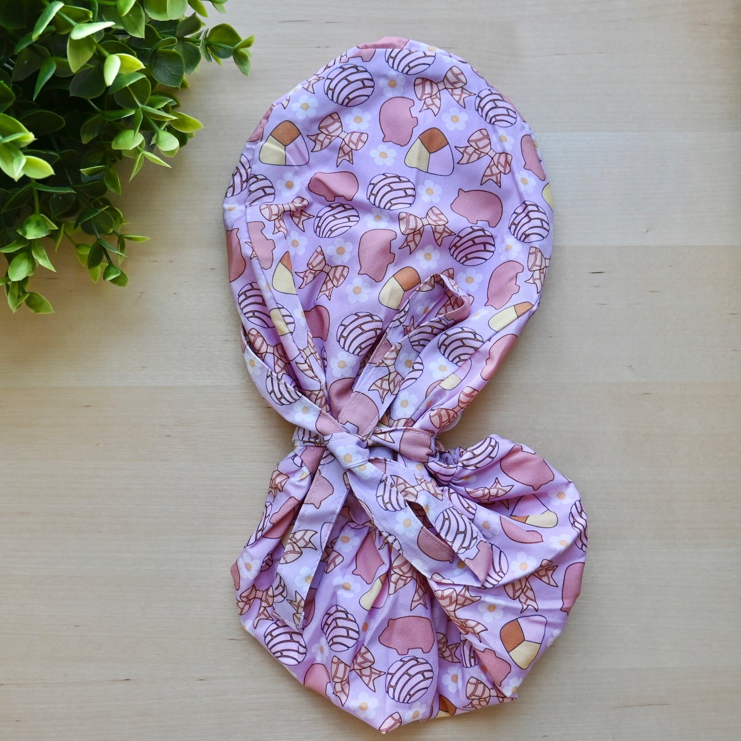 CONCHAS COQUETTE THEMED SATIN LINED PONYTAIL SCRUB CAP