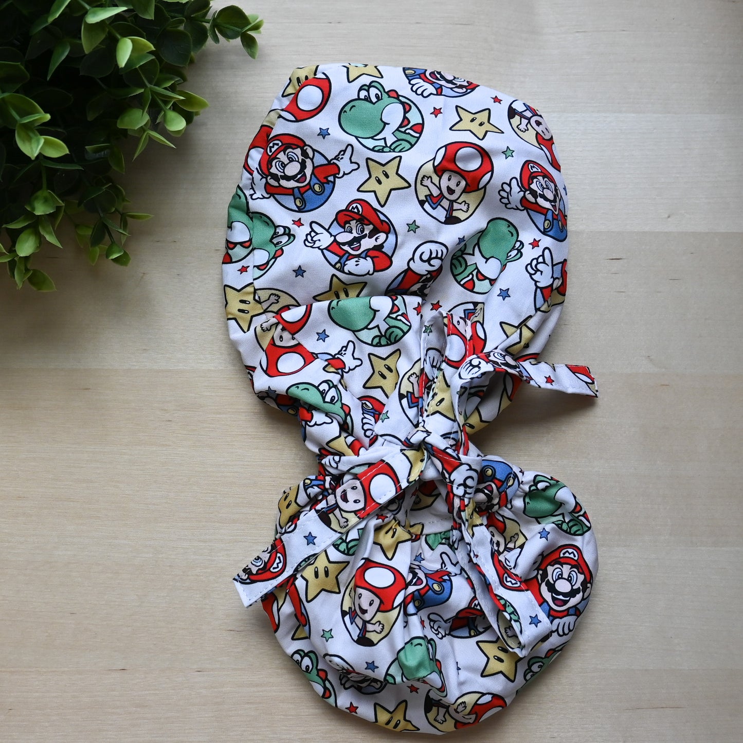 SUPER MARIO BROS. - NEUTRAL CHARACTERS SATIN LINED PONYTAIL SCRUB CAP