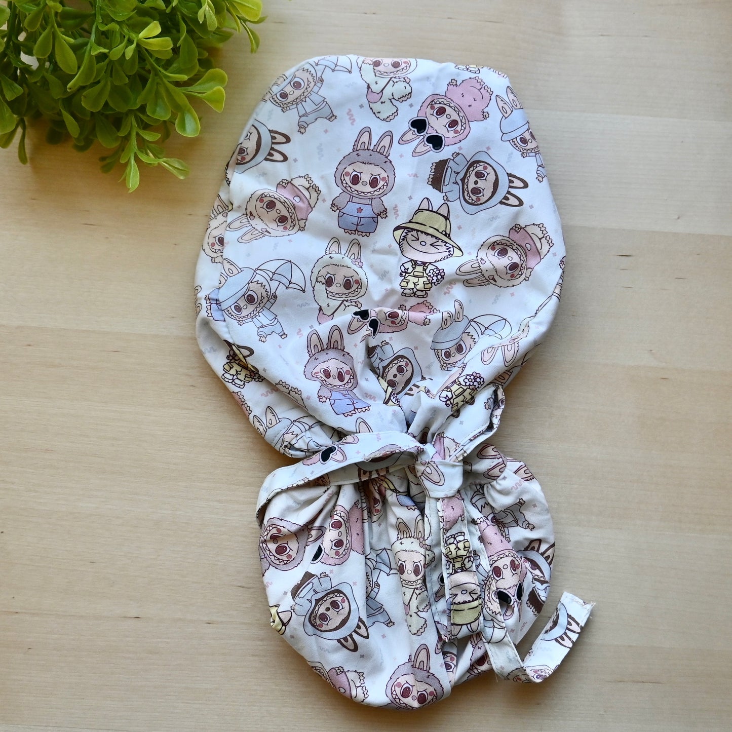 LABUBU SATIN LINED PONYTAIL SCRUB CAP
