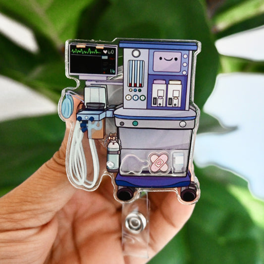ANESTHESIA THEMED ACRYLIC SHAKER BADGE REEL