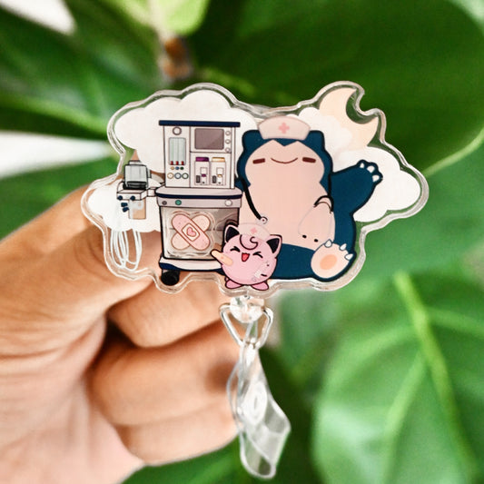 ANESTHESIA POKEMON THEMED ACRYLIC SHAKER BADGE REEL