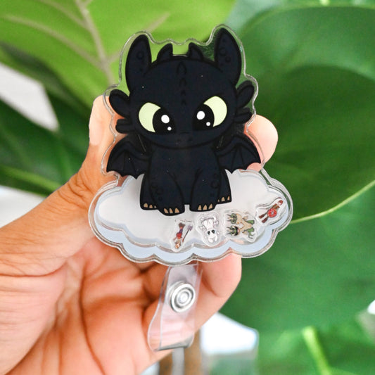 HOW TO TRAIN YOUR DRAGON THEMED ACRYLIC SHAKER BADGE REEL