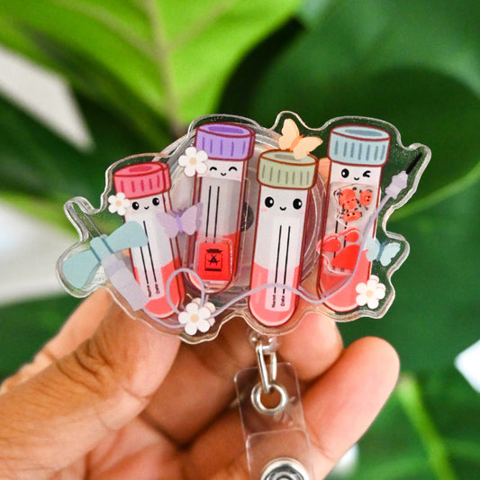 PHLEBOTOMY THEMED ACRYLIC SHAKER BADGE REEL
