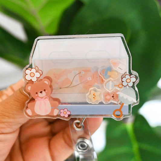 NICU THEMED ACRYLIC SHAKER BADGE REEL