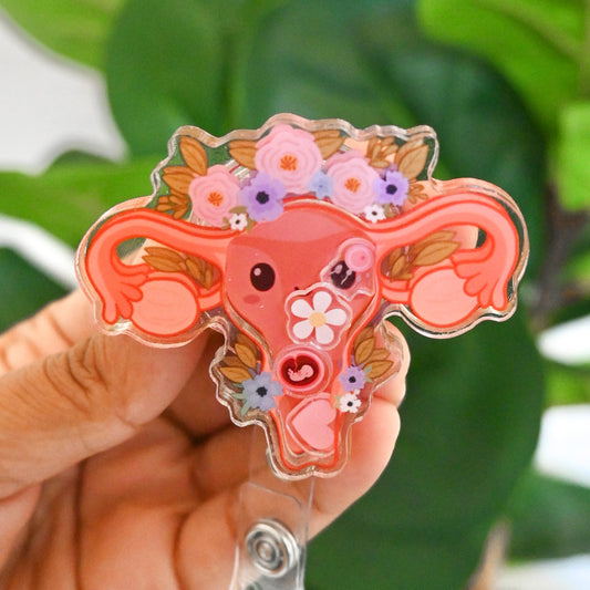 OBGYN THEMED ACRYLIC SHAKER BADGE REEL