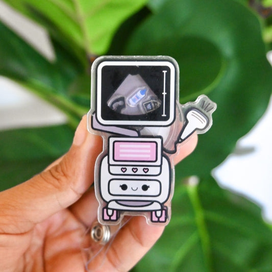 ULTRASOUND THEMED ACRYLIC SHAKER BADGE REEL