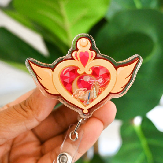 SAILOR MOON THEMED ACRYLIC SHAKER BADGE REEL