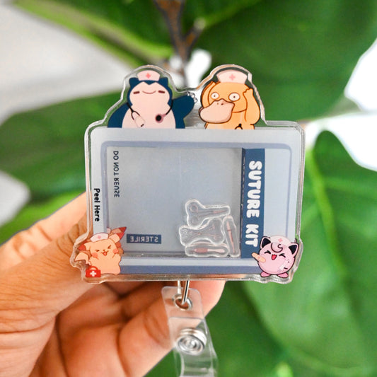 SURGERY POKEMON THEMED ACRYLIC SHAKER BADGE REEL