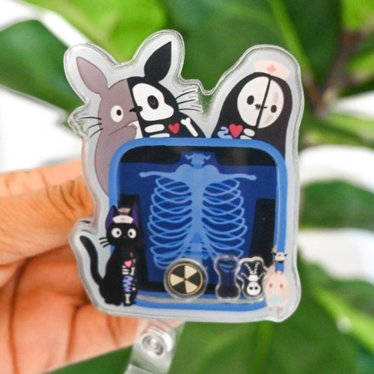 RADIOLOGY STUDIO GHIBLI THEMED ACRYLIC SHAKER BADGE REEL