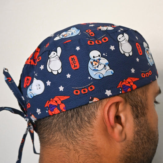 BAYMAX - DARK BLUE BAYMAX THEMED SATIN LINED REGULAR SCRUB CAP