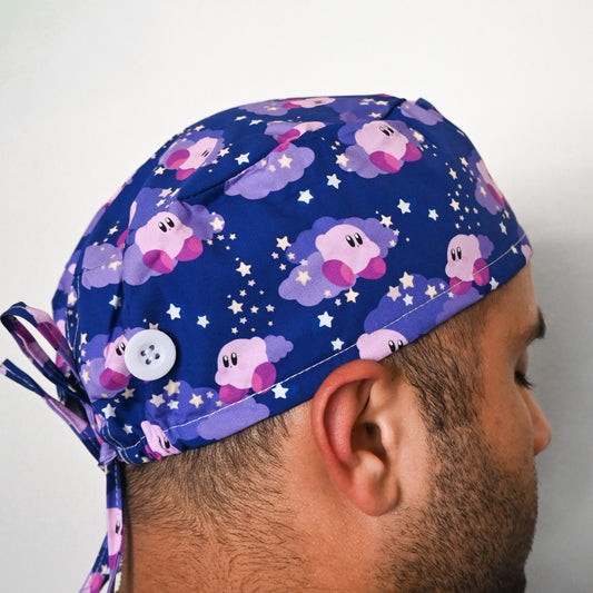 KIRBY - PURPLE KIRBY WITH STARS SATIN LINED REGULAR SCRUB CAP
