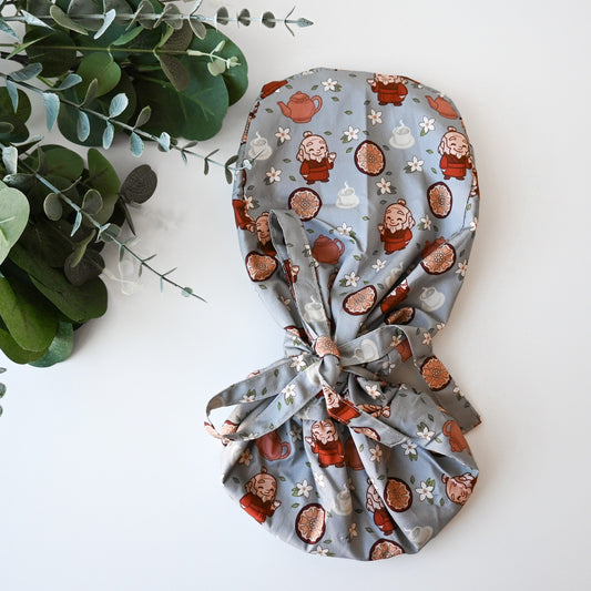 ATLA - UNCLE IROH THEMED SATIN LINED PONYTAIL SCRUB CAP