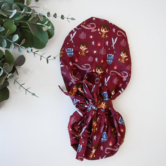 ATLA - ZUKO THEMED SATIN LINED PONYTAIL SCRUB CAP