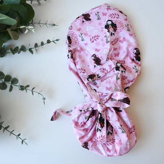 DEMON SLAYER - NEZUKO KAMADO SATIN LINED PONYTAIL SCRUB CAP