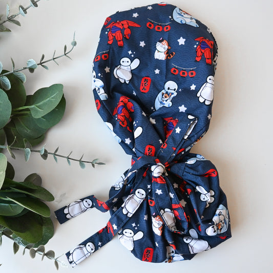 BAYMAX THEMED SATIN LINED PONYTAIL SCRUB CAP