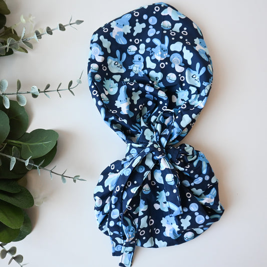 POKEMON - WATER TYPE POKEMON SATIN LINED PONYTAIL SCRUB CAP