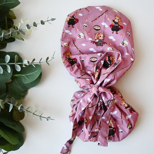 DEMON SLAYER - KYOJURO RENGOKU SATIN LINED PONYTAIL SCRUB CAP