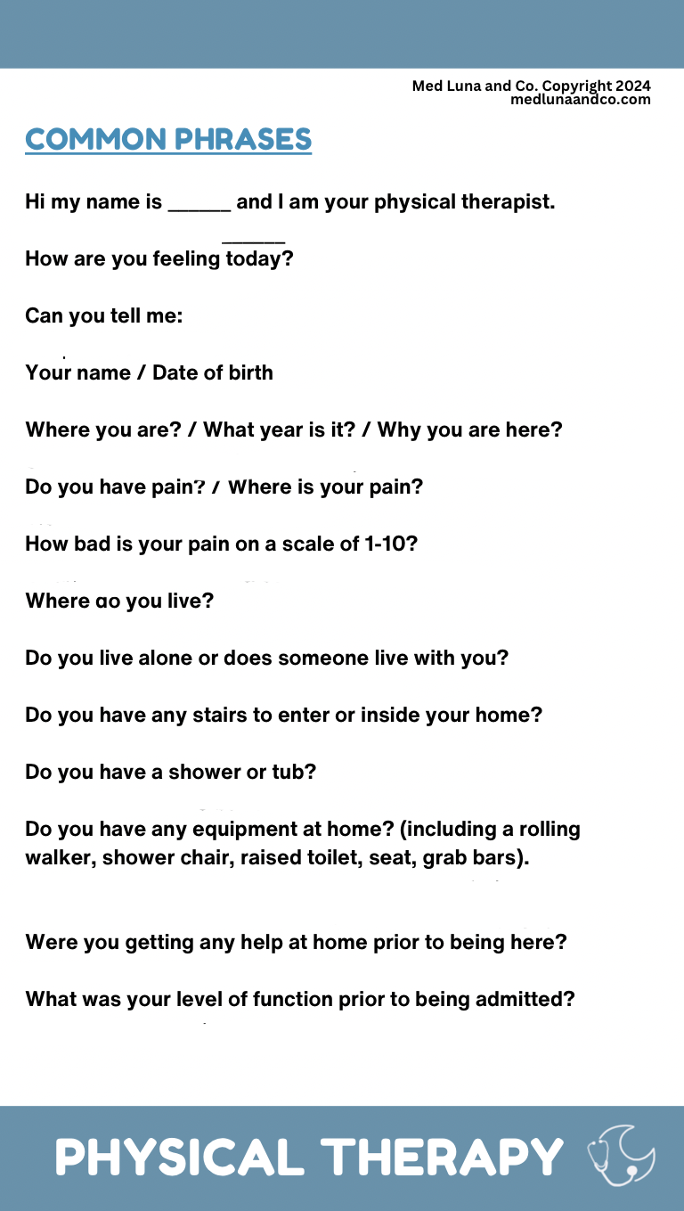 PHYSICAL THERAPY MEDICAL SPANISH BADGE BUNDLE