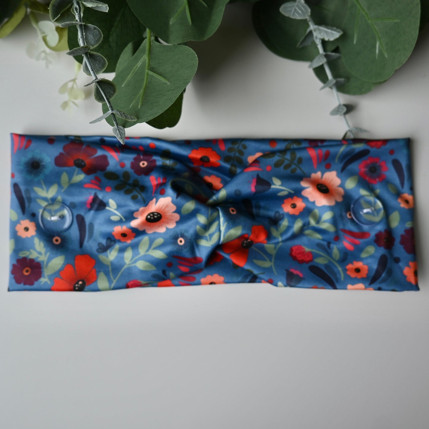 HISPANIC THEMED BLUE TRADITIONAL TALAVERA WITH FLOWERS HEADBAND