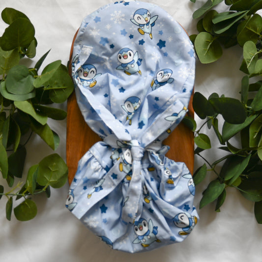 POKEMON - PIPLUP THEMED SATIN LINED PONYTAIL SCRUB CAP