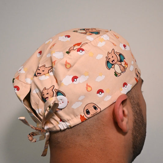 POKEMON - CHARMANDER THEMED SATIN LINED REGULAR SCRUB CAP