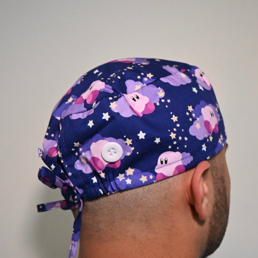 KIRBY - PURPLE KIRBY WITH STARS SATIN LINED REGULAR SCRUB CAP