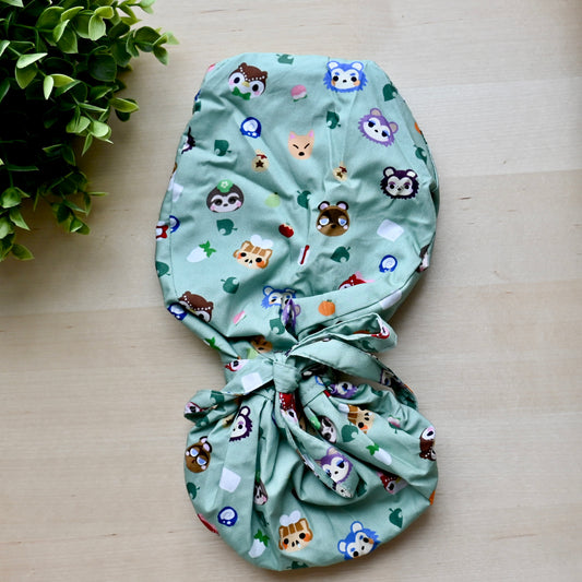 ANIMAL CROSSING - ALL CHARACTERS SATIN LINED PONYTAIL SCRUB CAP