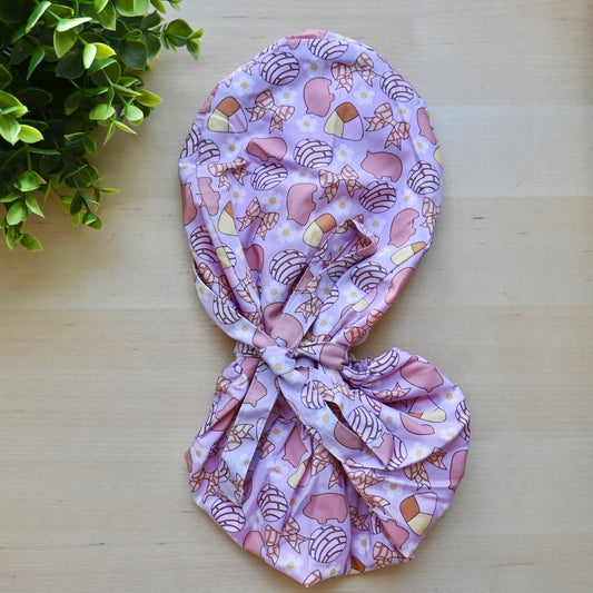 CONCHAS COQUETTE THEMED SATIN LINED PONYTAIL SCRUB CAP