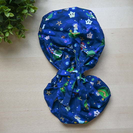 SUPER MARIO BROS. - SUPER MARIO GALAXY THEMED SATIN LINED PONYTAIL SCRUB CAP