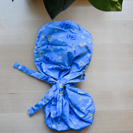 SAILOR MOON - SAILOR MERCURY THEMED SATIN LINED PONYTAIL SCRUB CAP