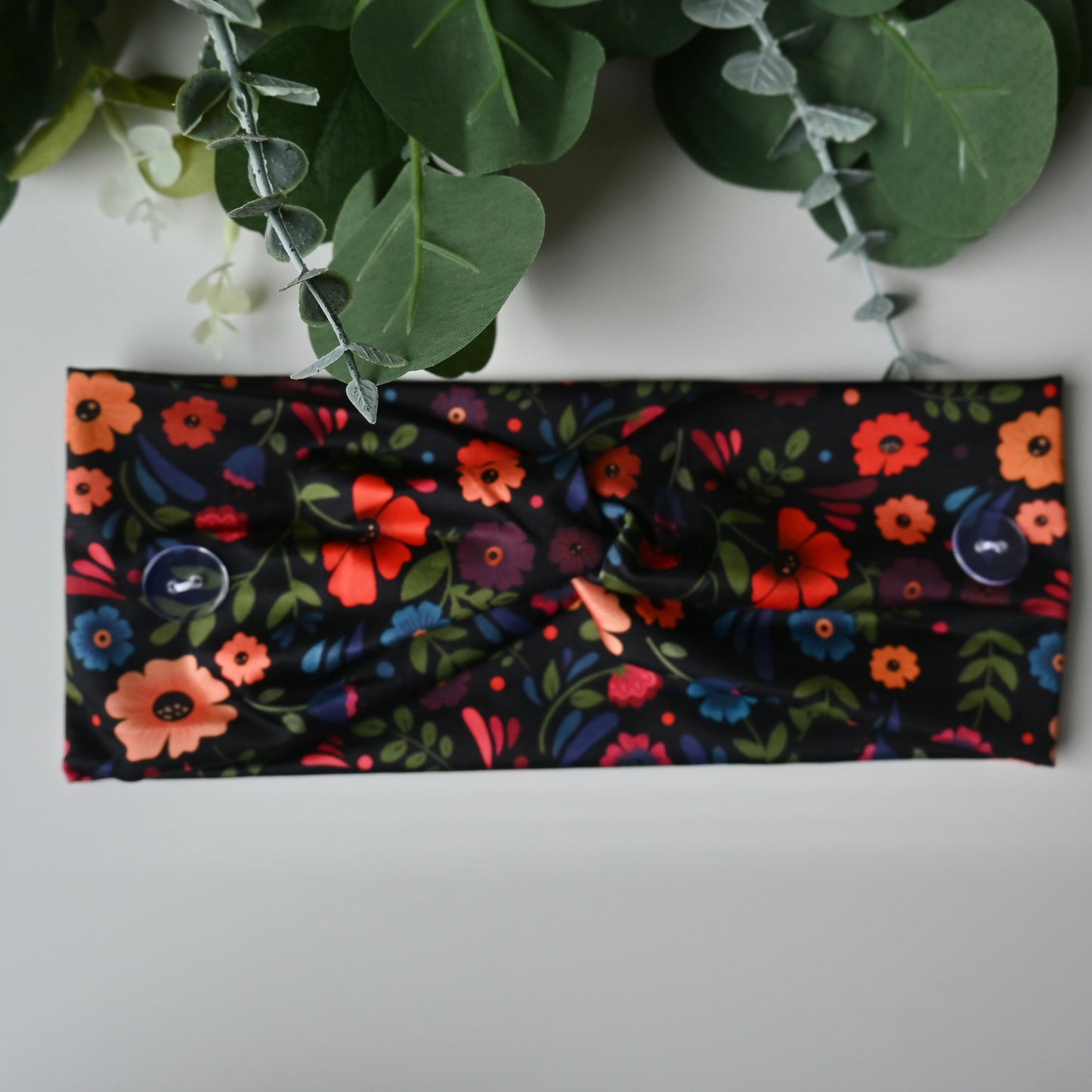 HISPANIC THEMED BLACK TRADITIONAL TALAVERA WITH FLOWERS HEADBAND